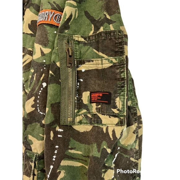 SUPERDRY Rookie Duty Splatter Bomber Jacket Size Large NWT - Picture 3 of 9